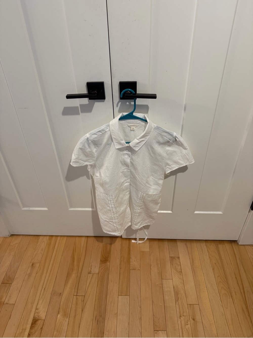 Aeropostale White Short-Sleeve Collared Top